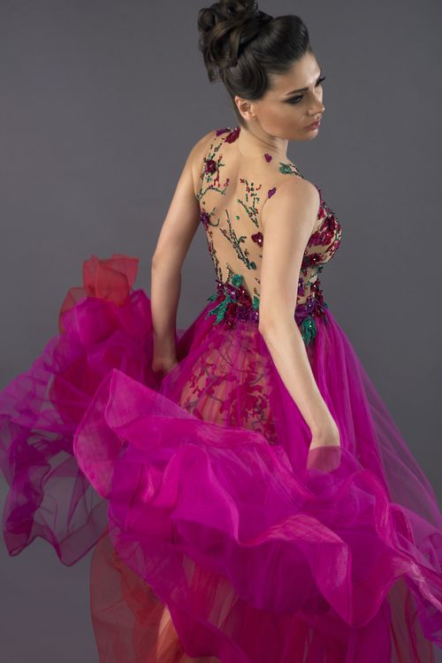 Silk embroidered dress | Tony Chaaya Haute couture