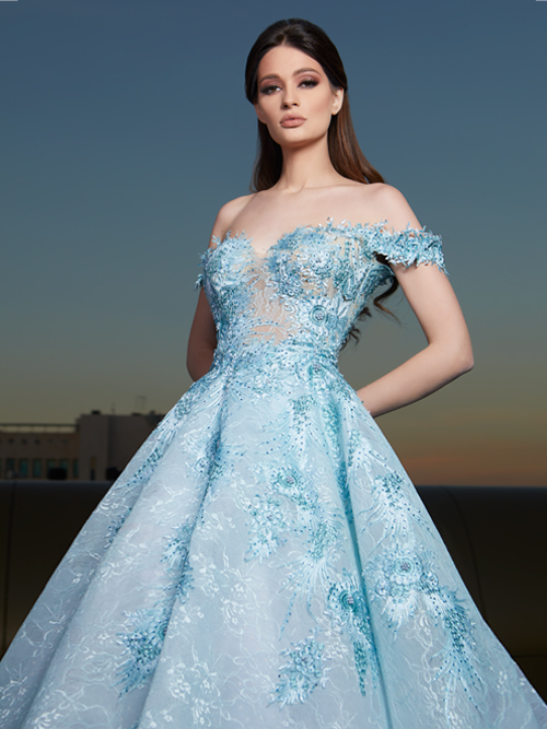 Blue ball gown - Tony Chaaya Haute couture
