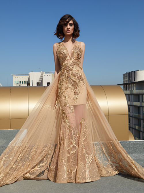 Gold beaded lace dress - Tony Chaaya Haute couture