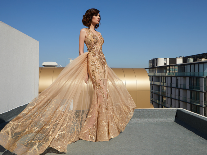 Gold beaded lace dress - Tony Chaaya Haute couture