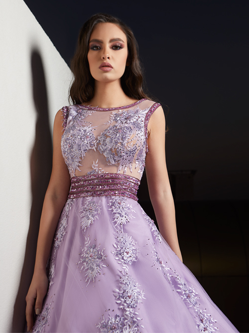A line lavender embellished dress - Tony Chaaya Haute couture